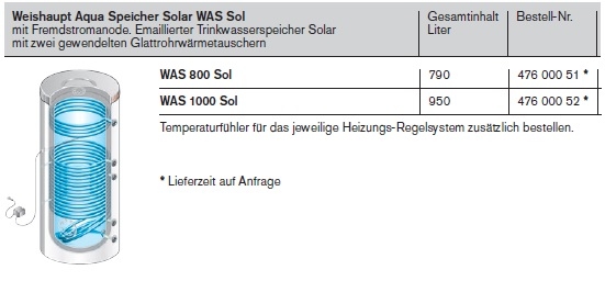 Aqua Speicher Solar WAS Sol 