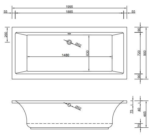 Badewanne Modell Malibu Eco